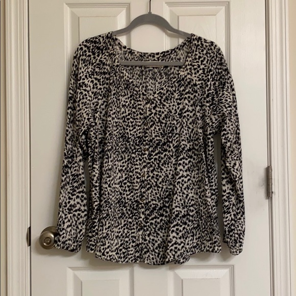 Faded Glory Black & White Zebra Print V-neck Long Sleeve Rayon Top Size 20 - Picture 1 of 7